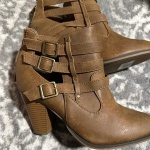 Brown Strappy Ankle Boots